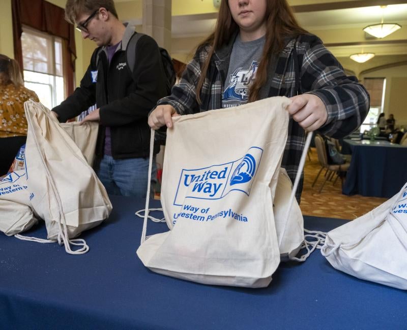 Pitt United Way volunteers participate in a kit packing and collection event.