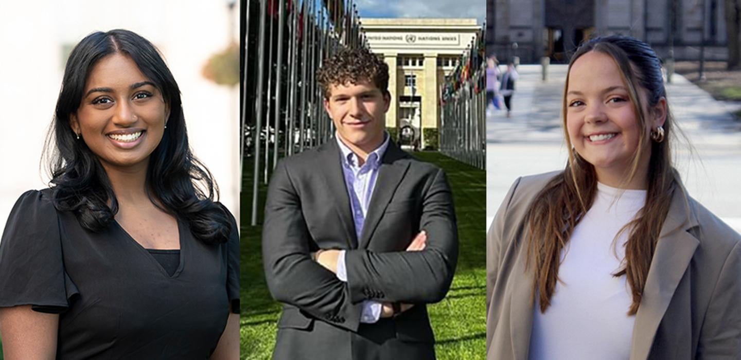 A composite of Meghana Dodda, Garrett Whitney and Gabriella Garvin