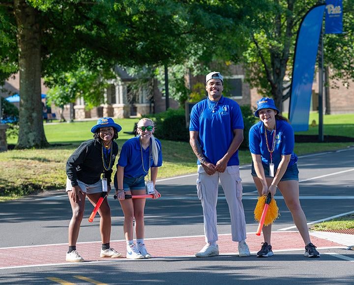 A spirit squad on the Bradford campus