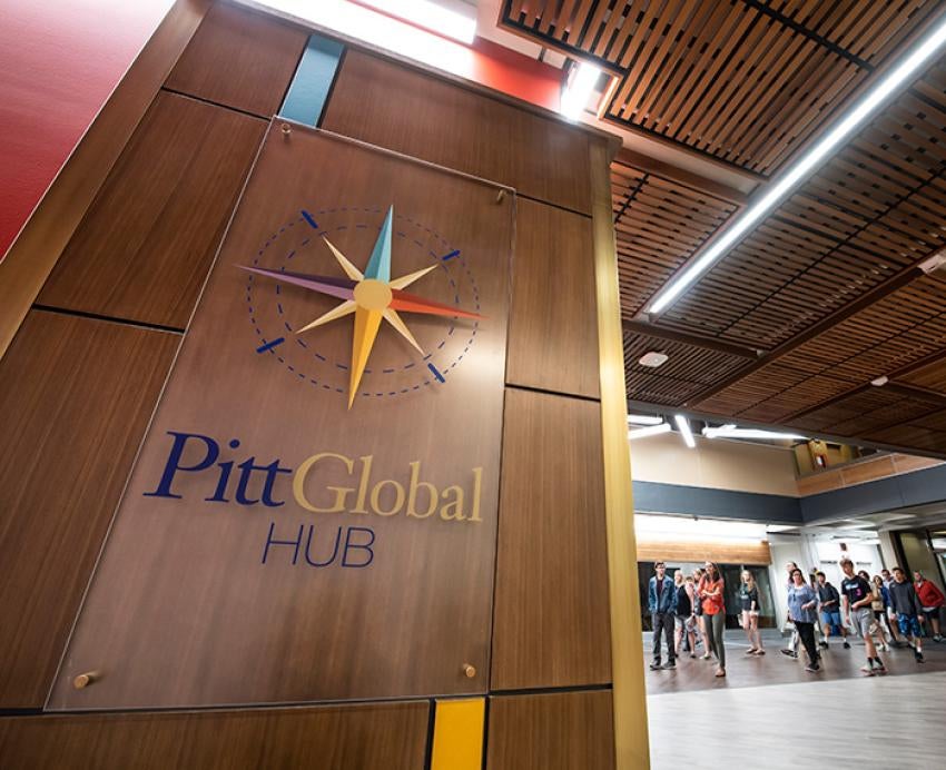 The entrance to Pitt's Global Hub