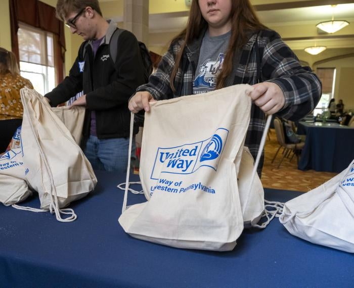 Pitt United Way volunteers participate in a kit packing and collection event.