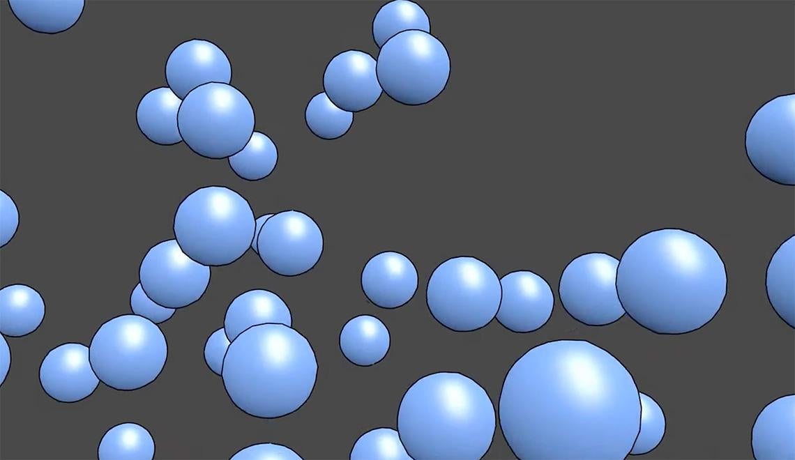 Illustrated blue spheres on a grey background